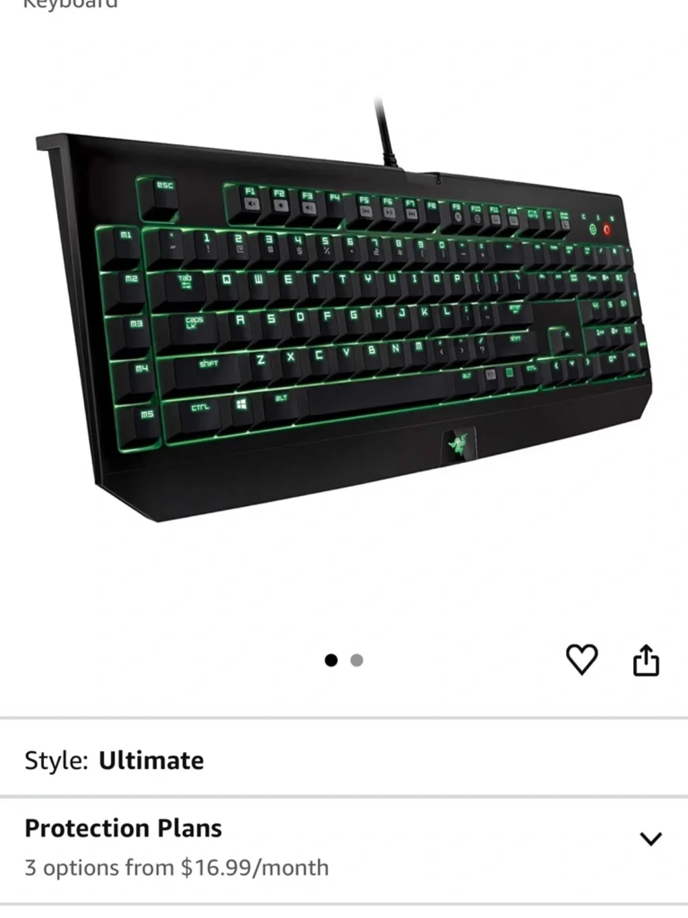 Razer Black Wired Gaming Keyboard with Numeric Keypad - BlackWidow Ultimate 2014